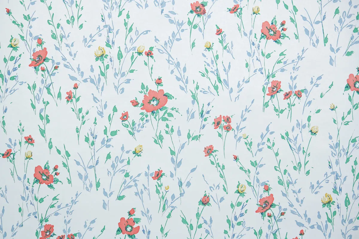 1980s Floral Vintage Wallpaper