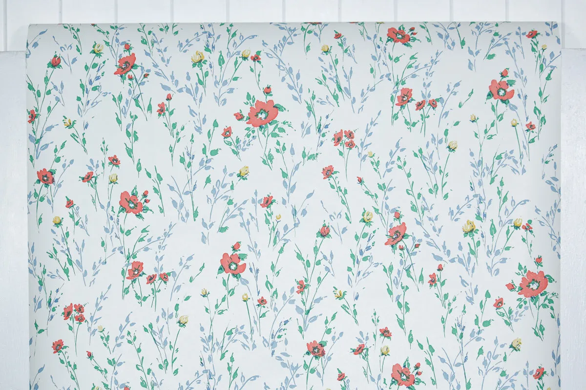 1980s Floral Vintage Wallpaper