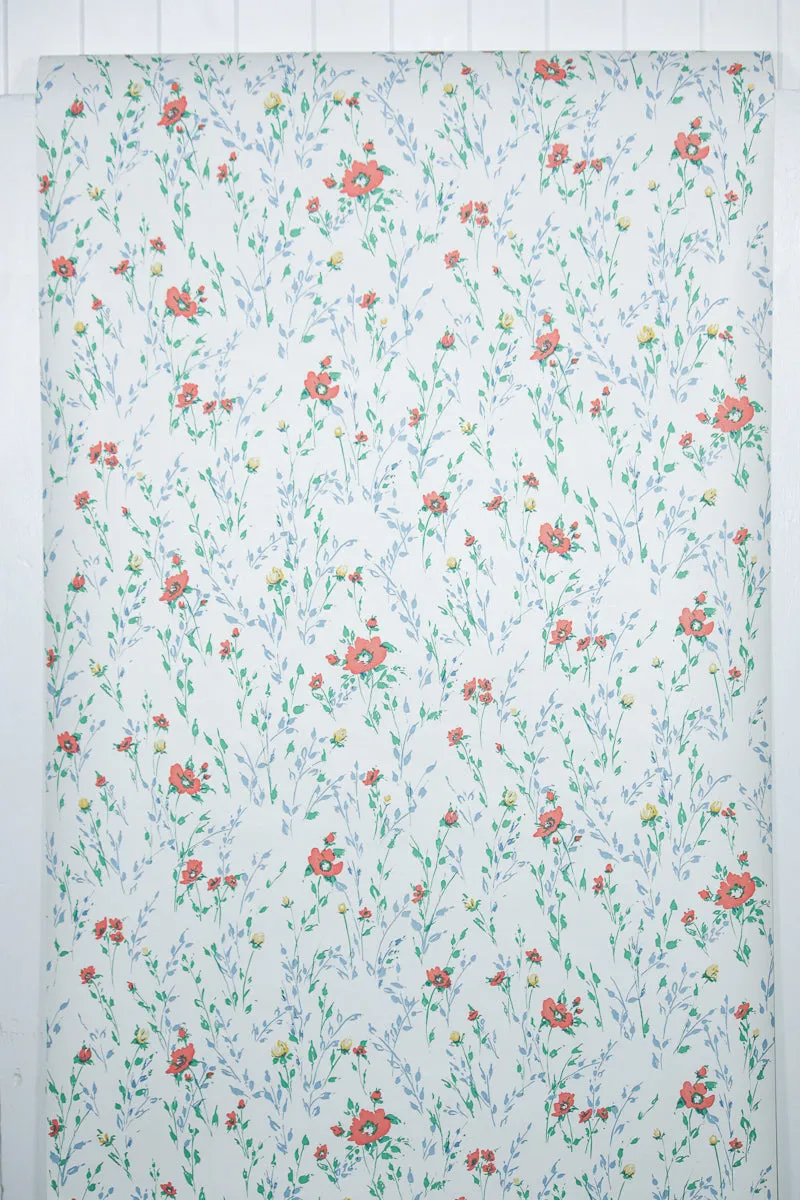 1980s Floral Vintage Wallpaper
