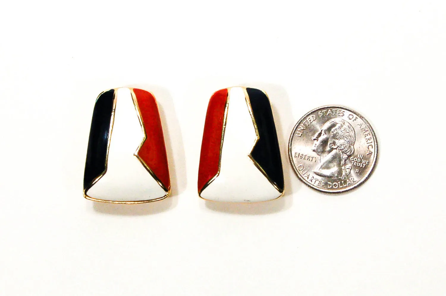 1980's Red White and Blue Clip Earrings