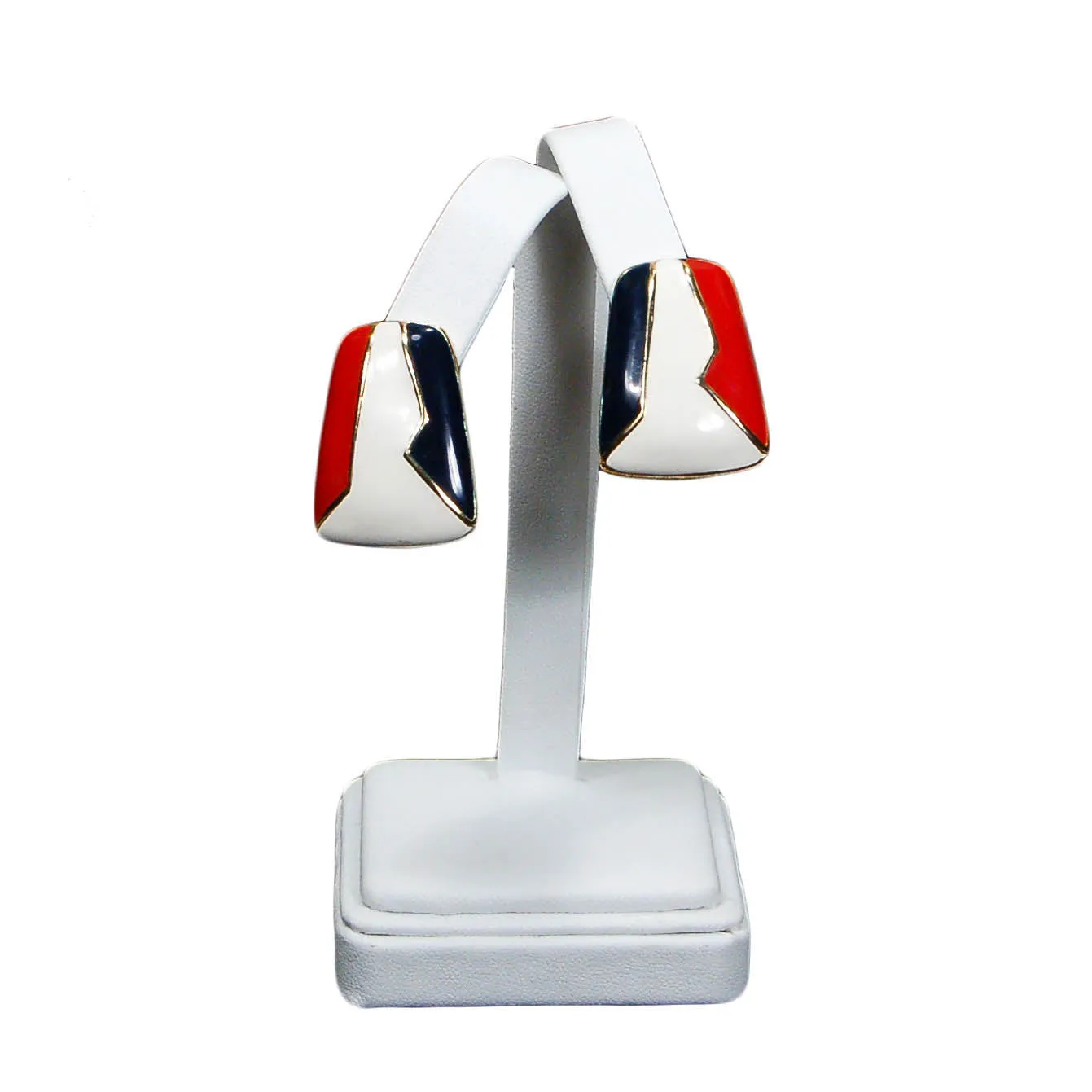 1980's Red White and Blue Clip Earrings
