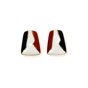 1980's Red White and Blue Clip Earrings