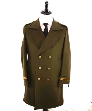 $2,000 ELEVENTY - Green/Gold CASHMERE/Wool Pilot/Aviator Overcoat - 40R (50EU)