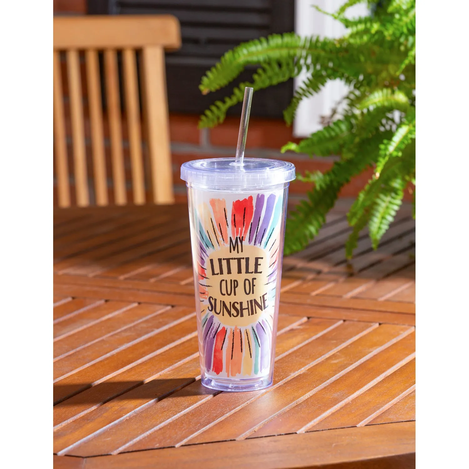 20oz Acrylic Color Changing Tumbler with Straw, Little Cup Of Sunshine,3cct001d