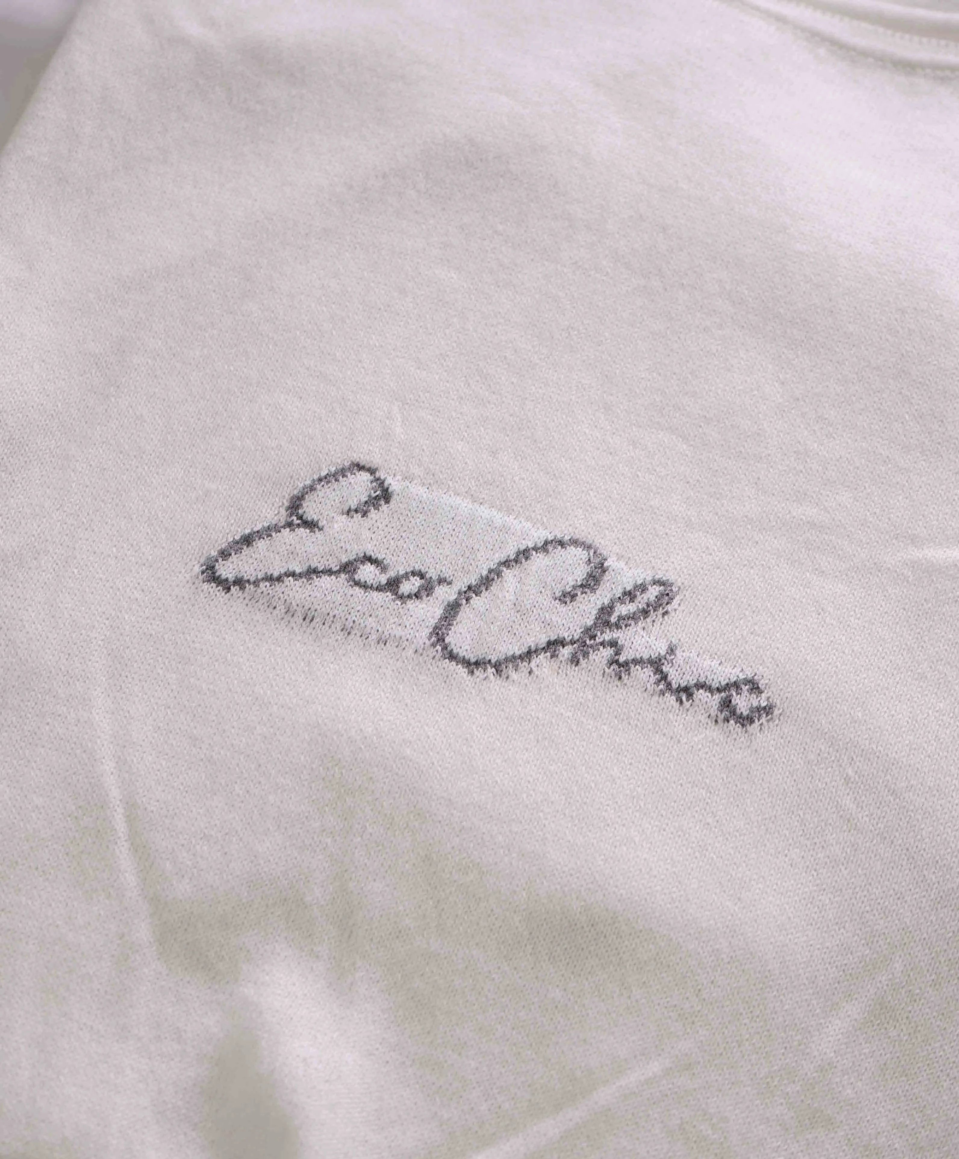 $395 ELEVENTY - Ivory  Crewneck Premium Short Sleeve Sweater - M