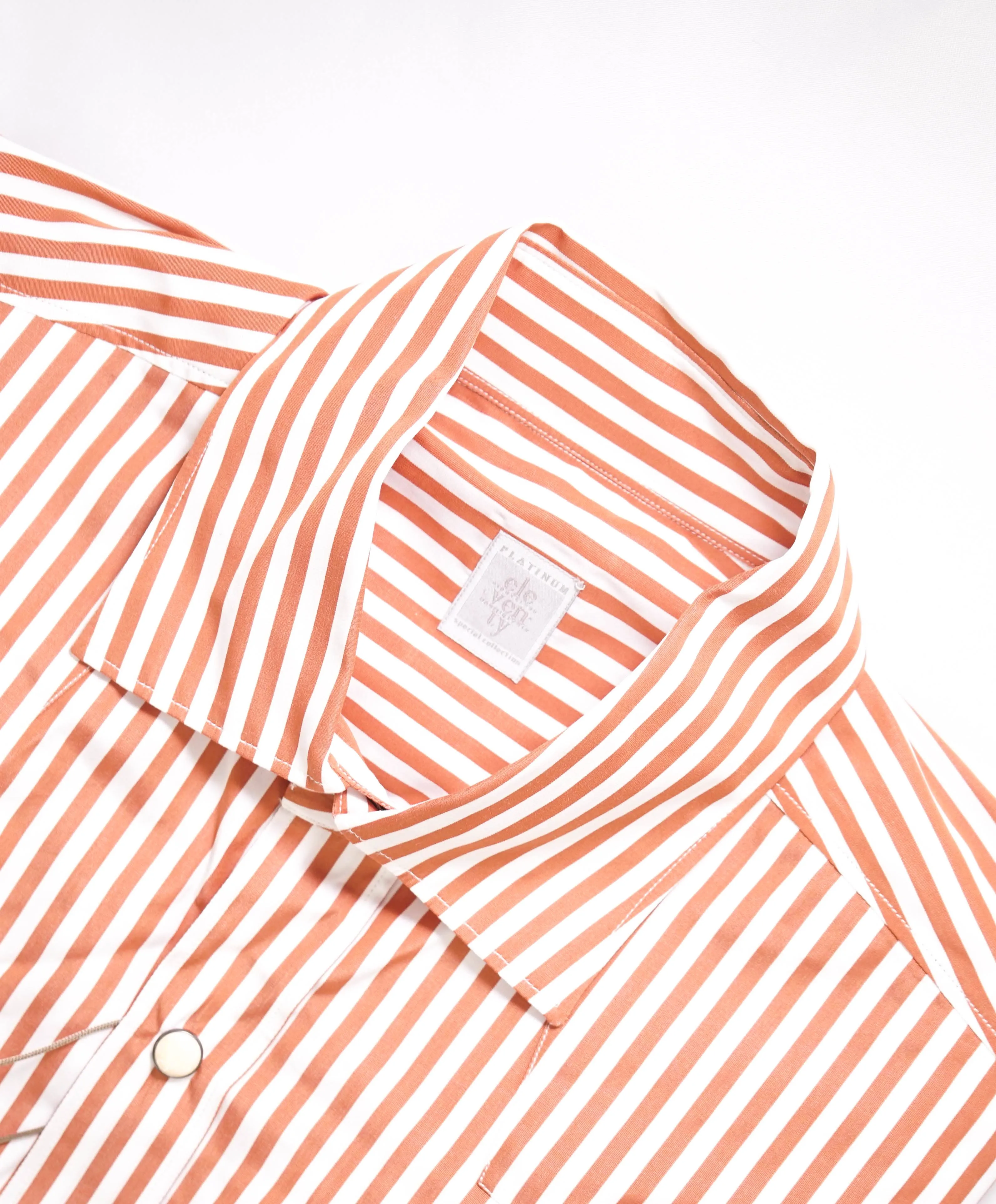 $395 ELEVENTY - Stripe *Wide Spread Collar* Snap Texas Style Western Shirt - M