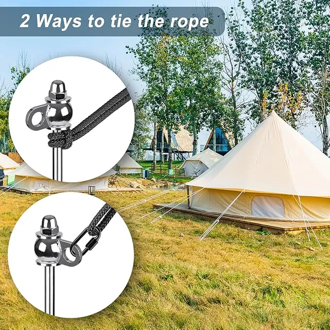 4 Pack Tent Stakes, 16 Inch Heavy Duty Ground Anchors, Full Welding, Easy to Screw in and Reusable, for Camping Tents, Trampolines, Sheds, Swing Sets, Securing Animals
