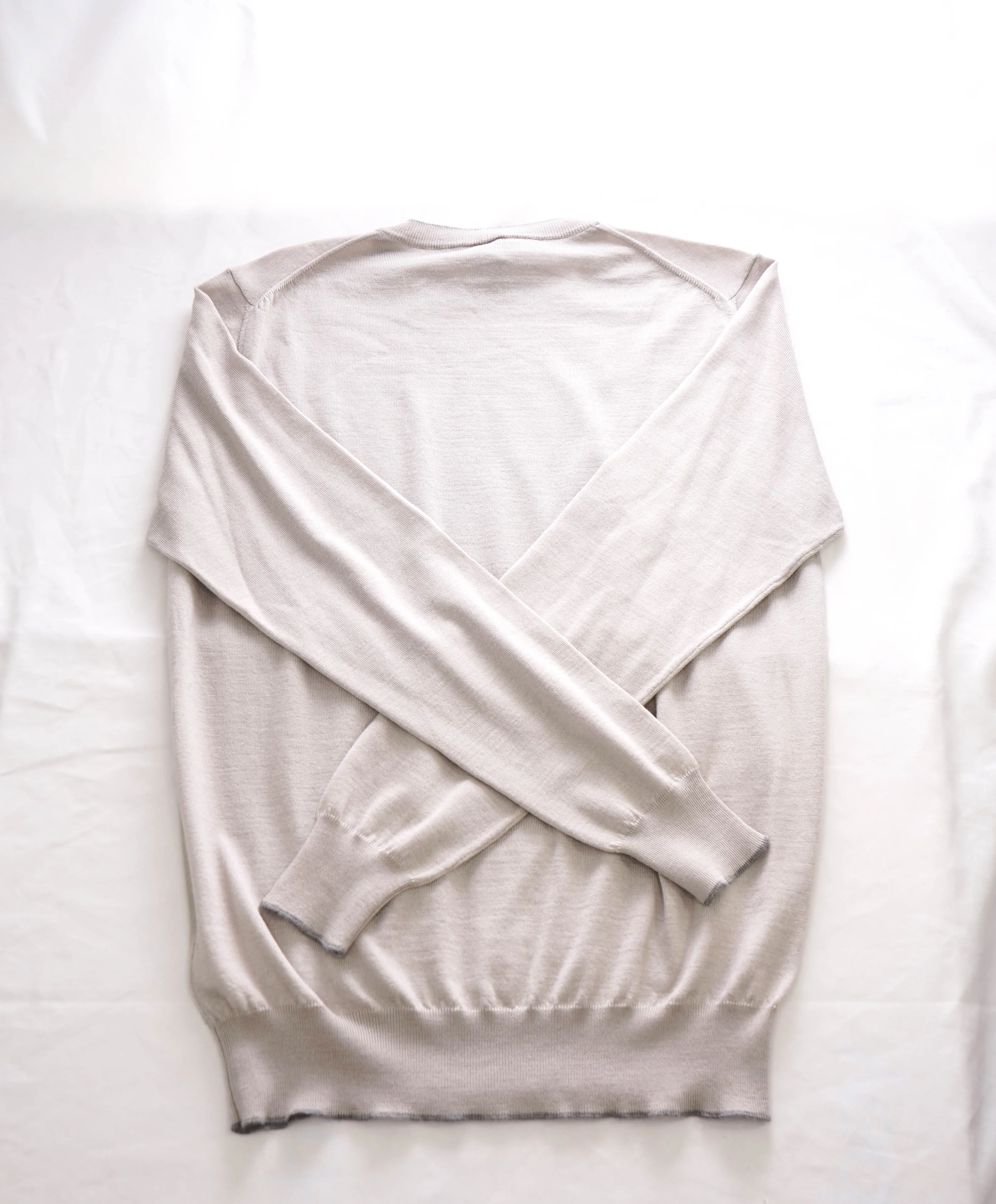 $495 ELEVENTY - Fine Gauge WOOL/SILK Gray Tipped Crewneck Sweater- XXL