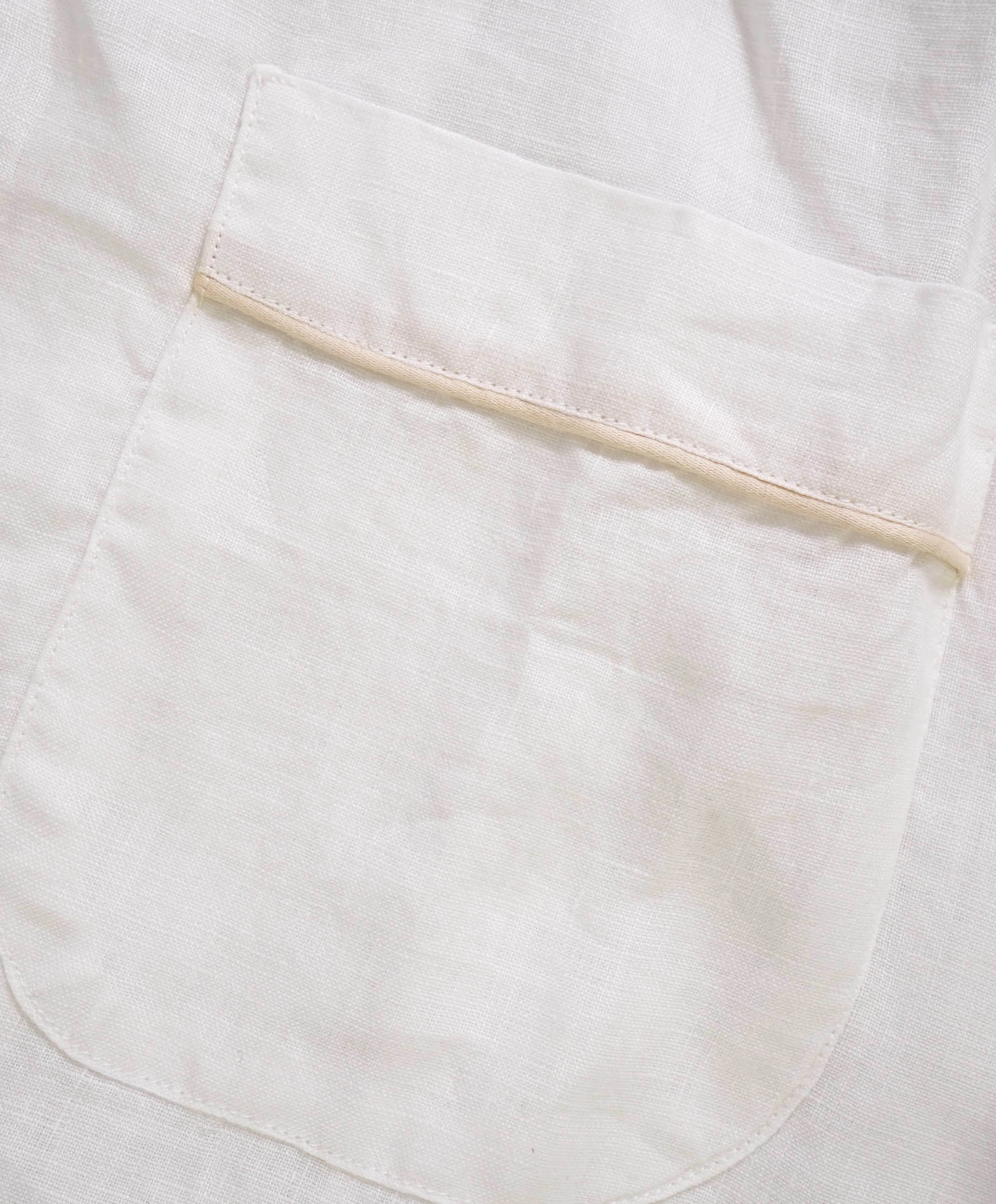$495 ELEVENTY - *PURE LINEN* Tipped Havana Camp Collar Resort Shirt - M