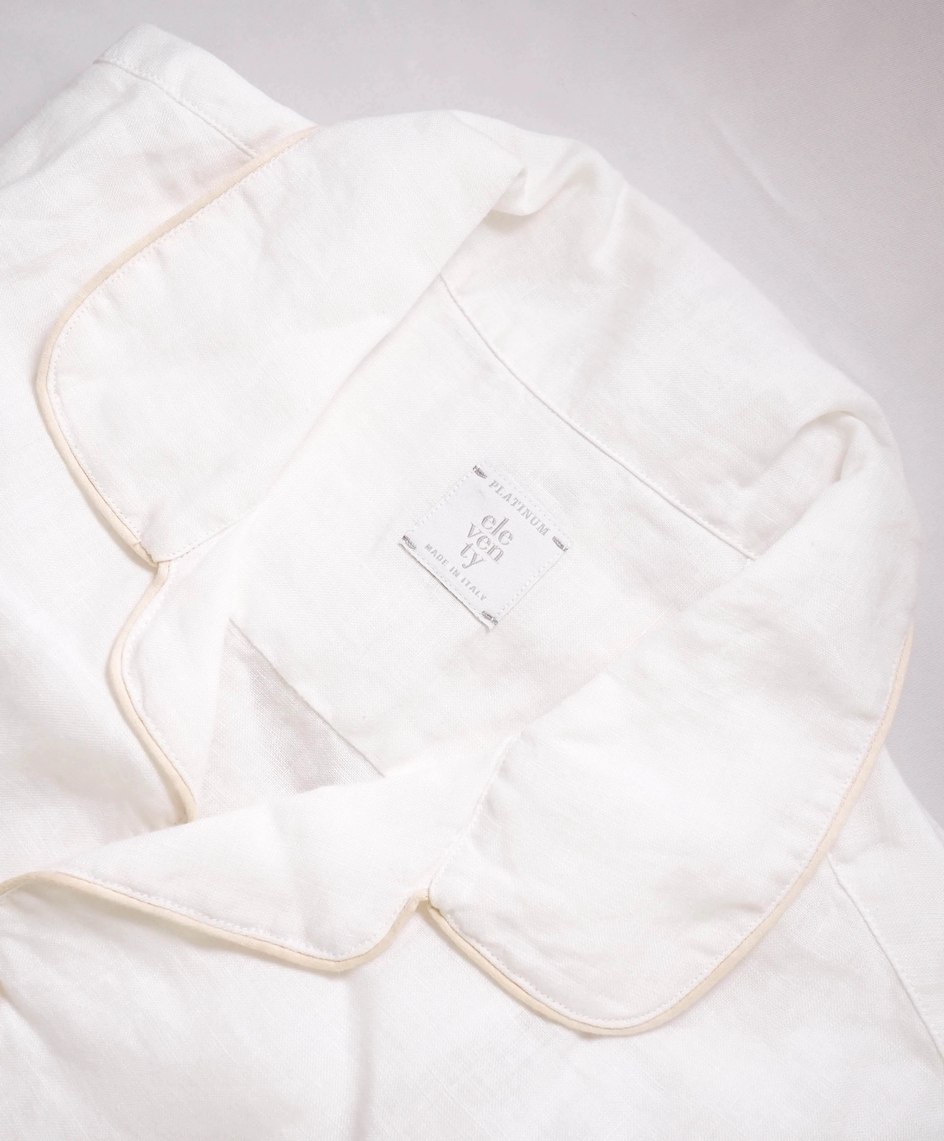 $495 ELEVENTY - *PURE LINEN* Tipped Havana Camp Collar Resort Shirt - M