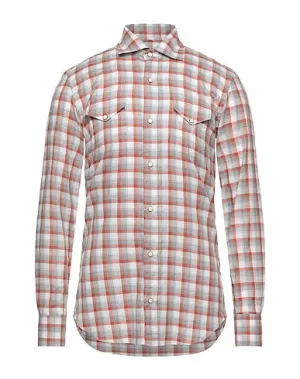 $495 ELEVENTY - *SNAP FRONT* Orange/White Check Dress Shirt - M