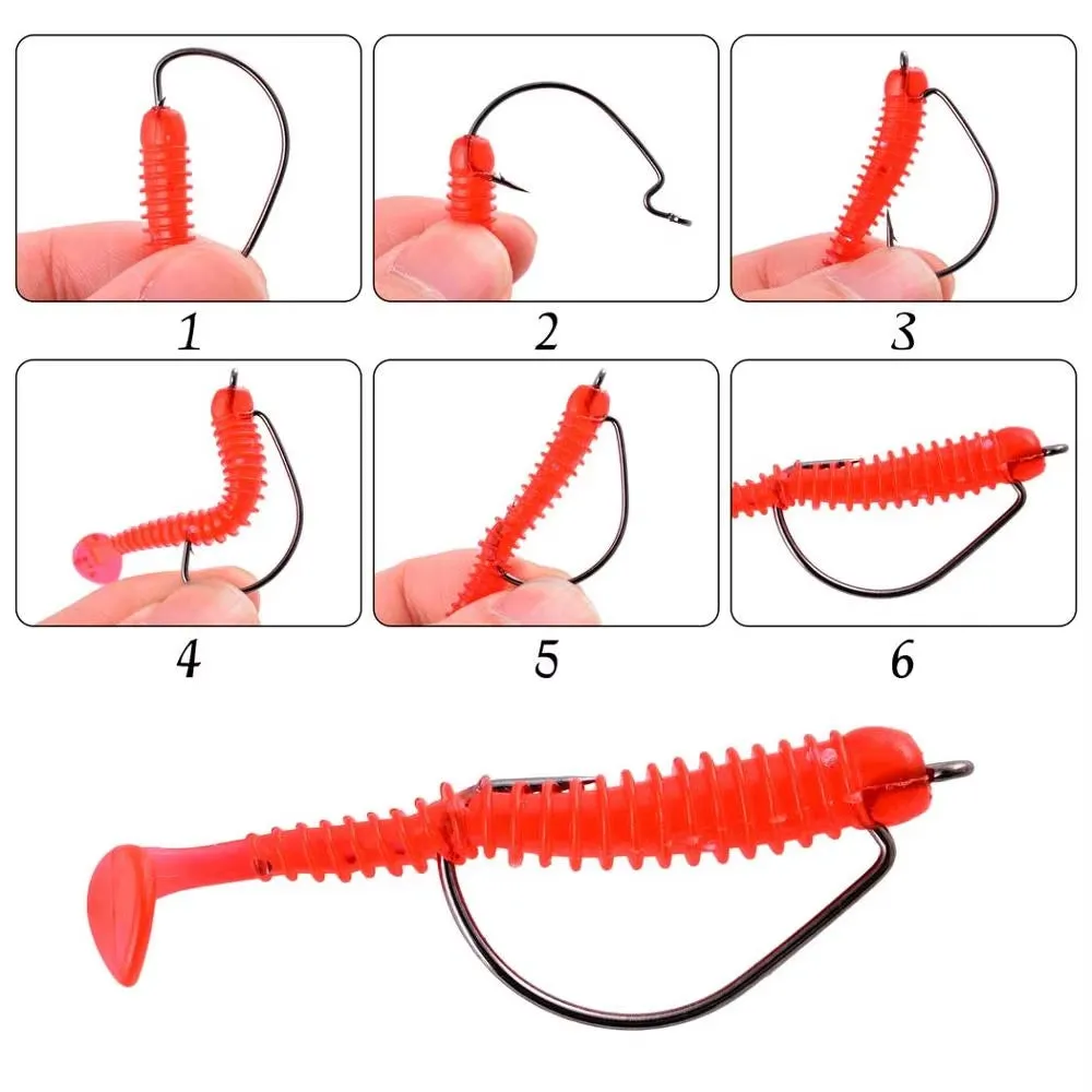 50Pcs Fishing Hook Set - Durable Crank Hooks for Soft Bait