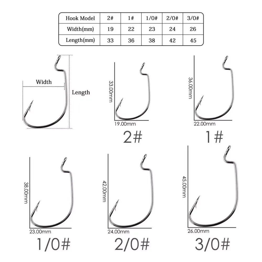 50Pcs Fishing Hook Set - Durable Crank Hooks for Soft Bait