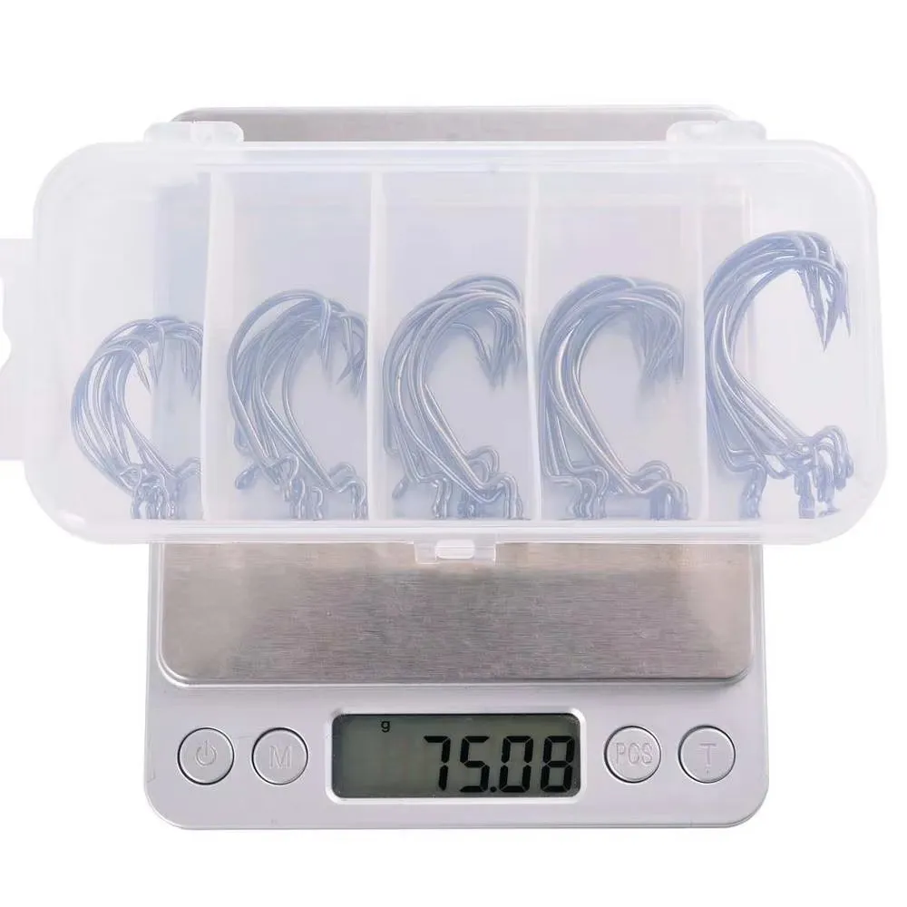 50Pcs Fishing Hook Set - Durable Crank Hooks for Soft Bait