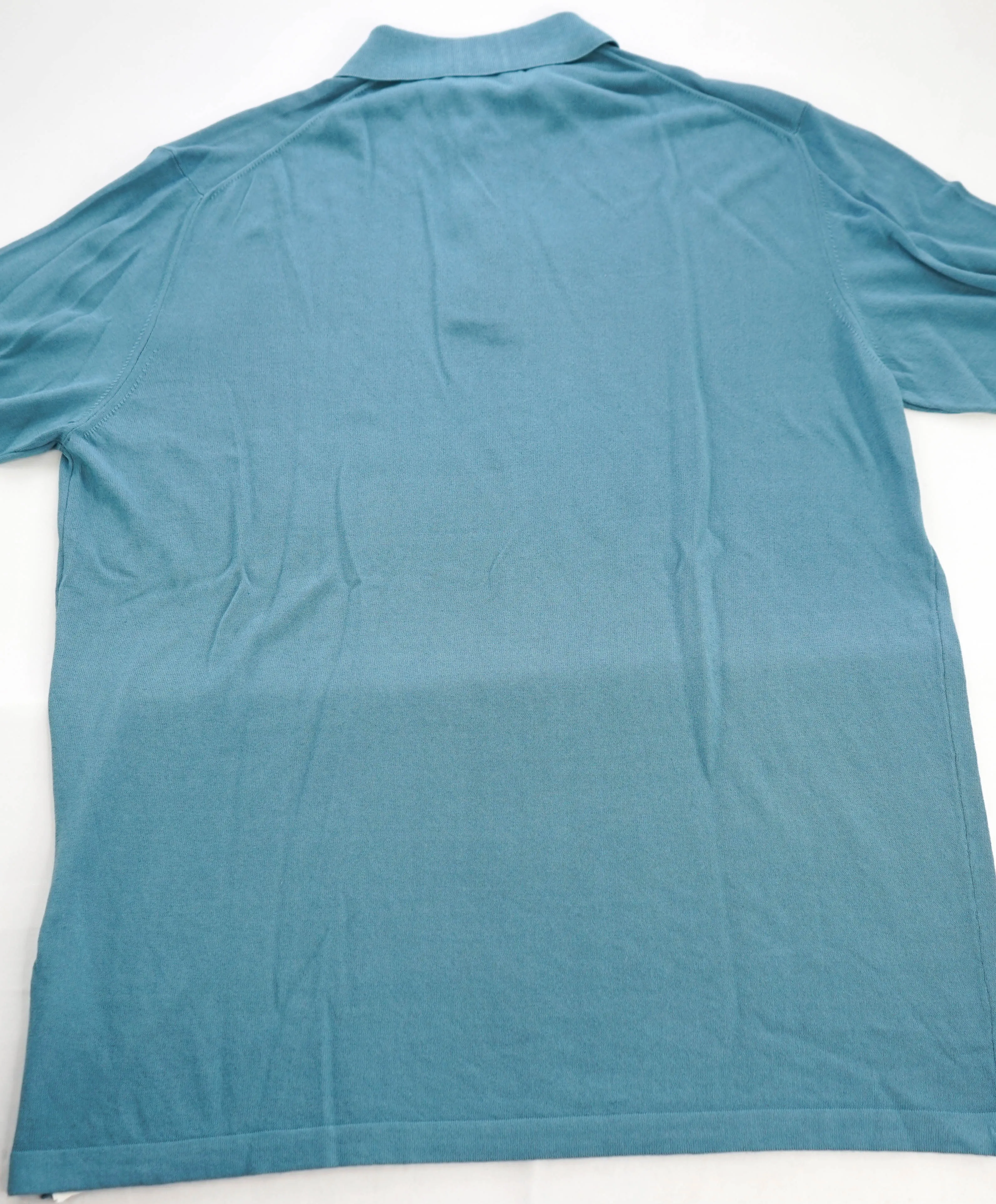 $575 ELEVENTY - Sage Green / Blue Polo Shirt Cotton - M