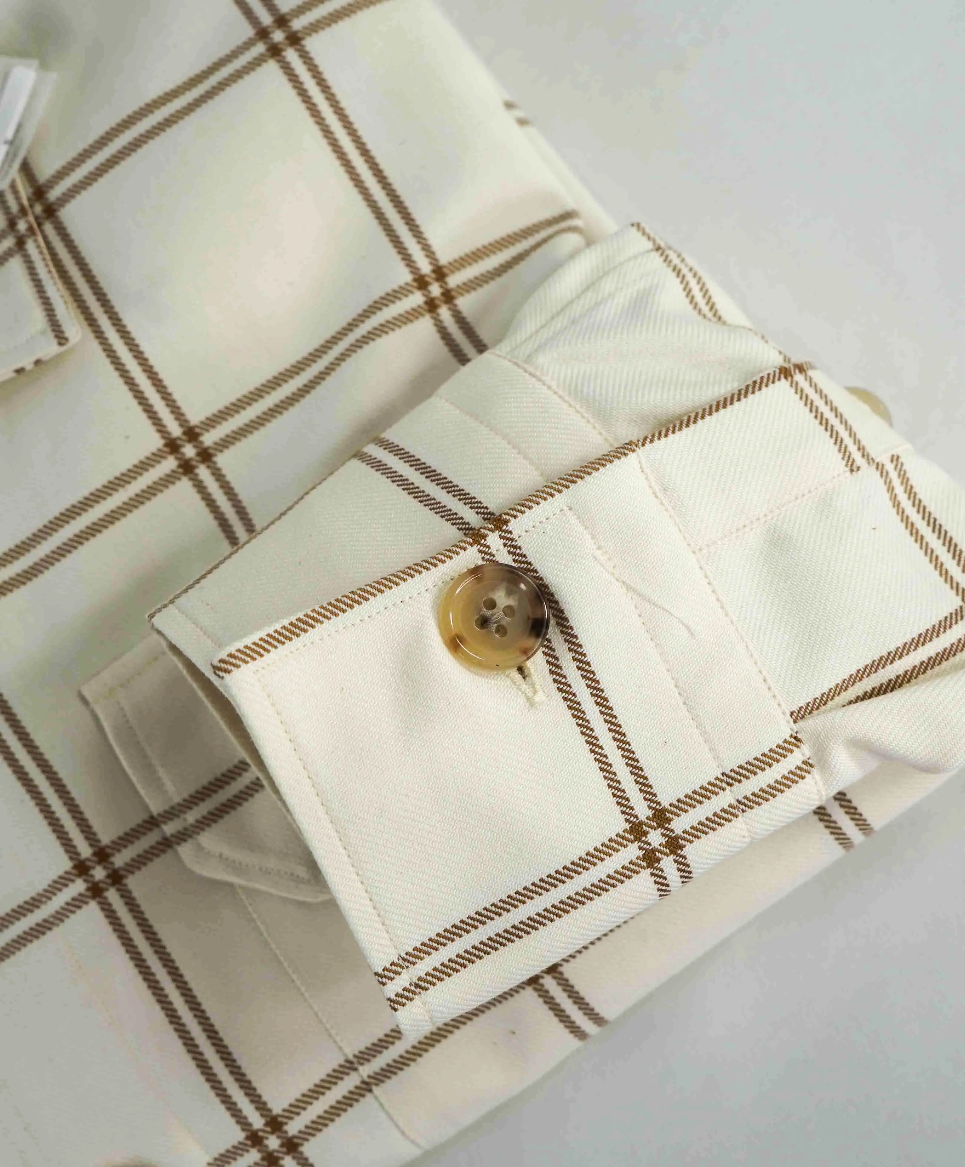 $595 ELEVENTY PLATINUM - Cotton Ivory / Camel Shirt Jacket Coat - M