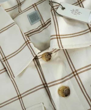 $595 ELEVENTY PLATINUM - Cotton Ivory / Camel Shirt Jacket Coat - M