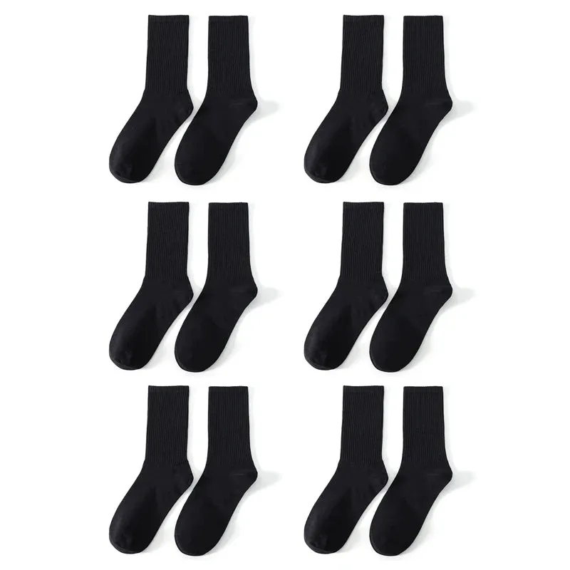 6 Pairs Men's Mid-Length Sports Socks – Breathable