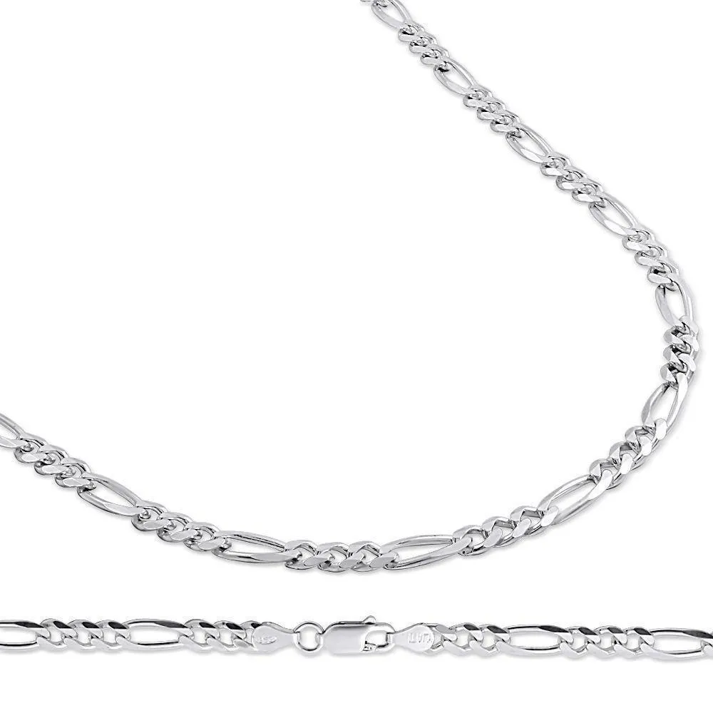 925 Sterling Silver 5.5MM Figaro Link Chain Necklace