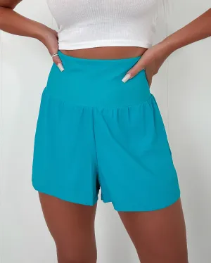 Active Performance High Rise Shorts - Aqua