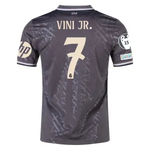 adidas Real Madrid Vini Jr. Third Jersey w/ Champions League Patches   HP Sponsor 24/25 (Charcoal)