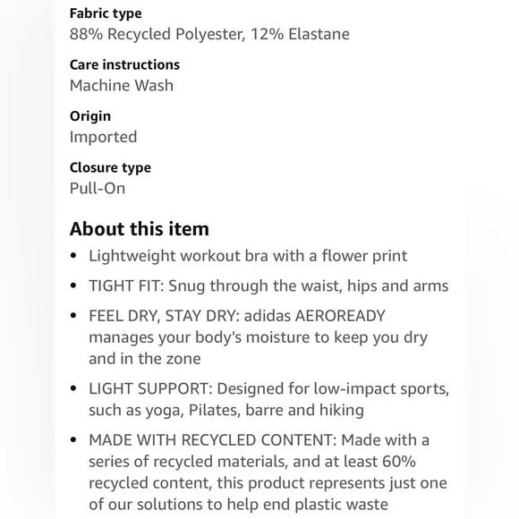 Adidas sports bra (S/DD)