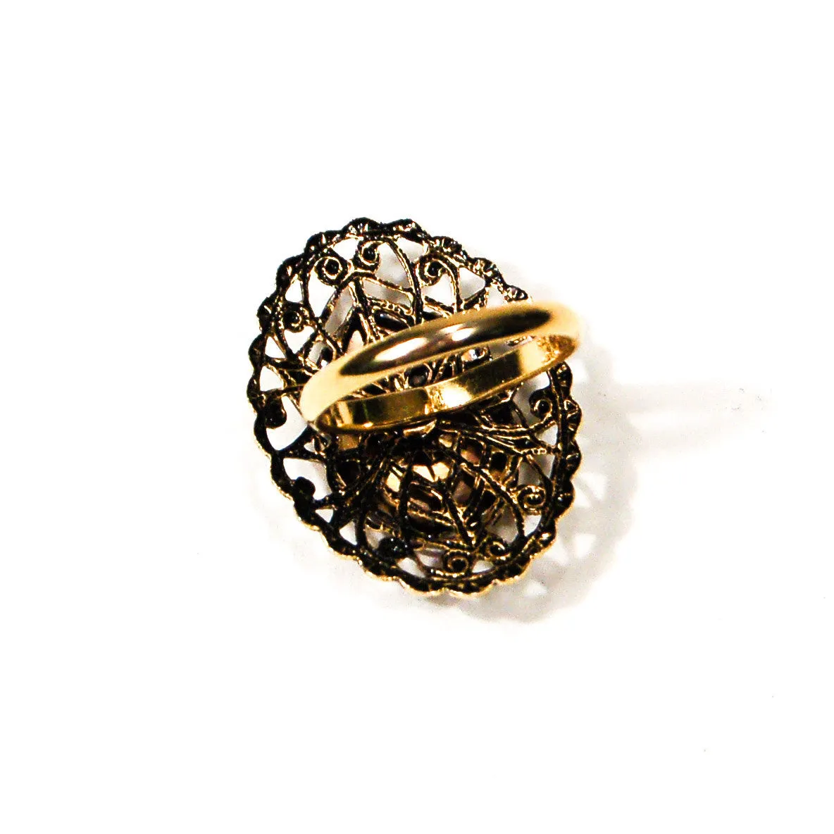Adjustable Filigree Painted Daisy Flower Ring