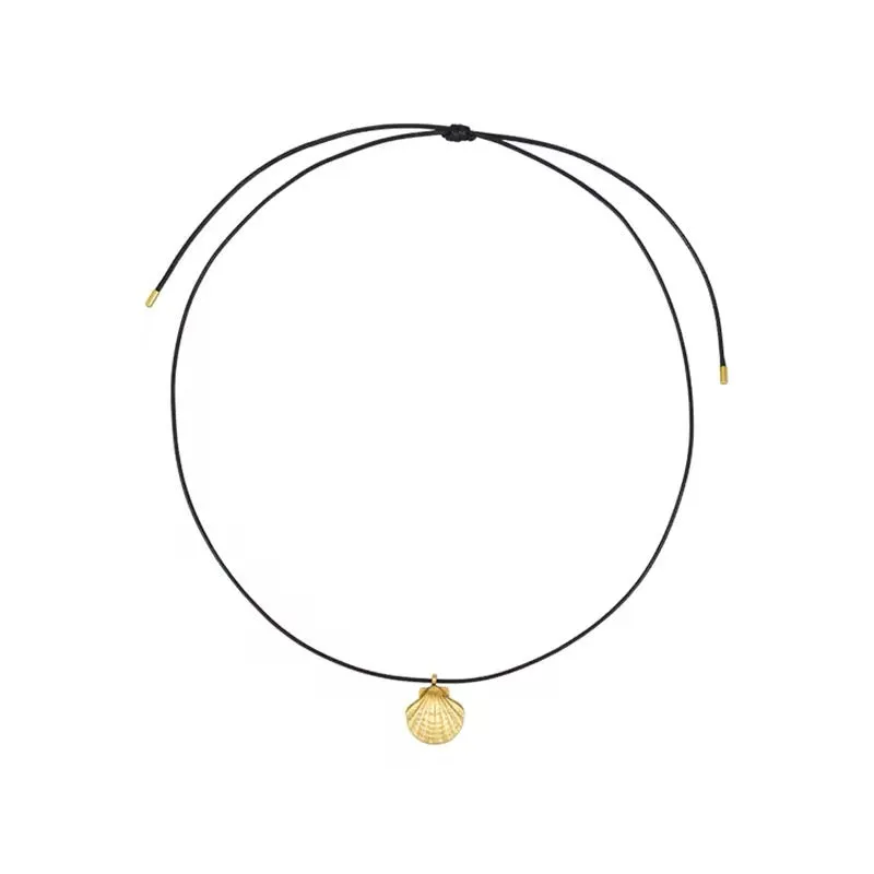 Adjustable Rope Minimalist Shell Pendant Necklace
