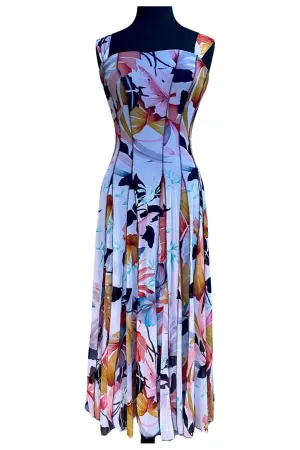 AGNES Sleeveless Mid Calf Fit N Flare Mesh Dress