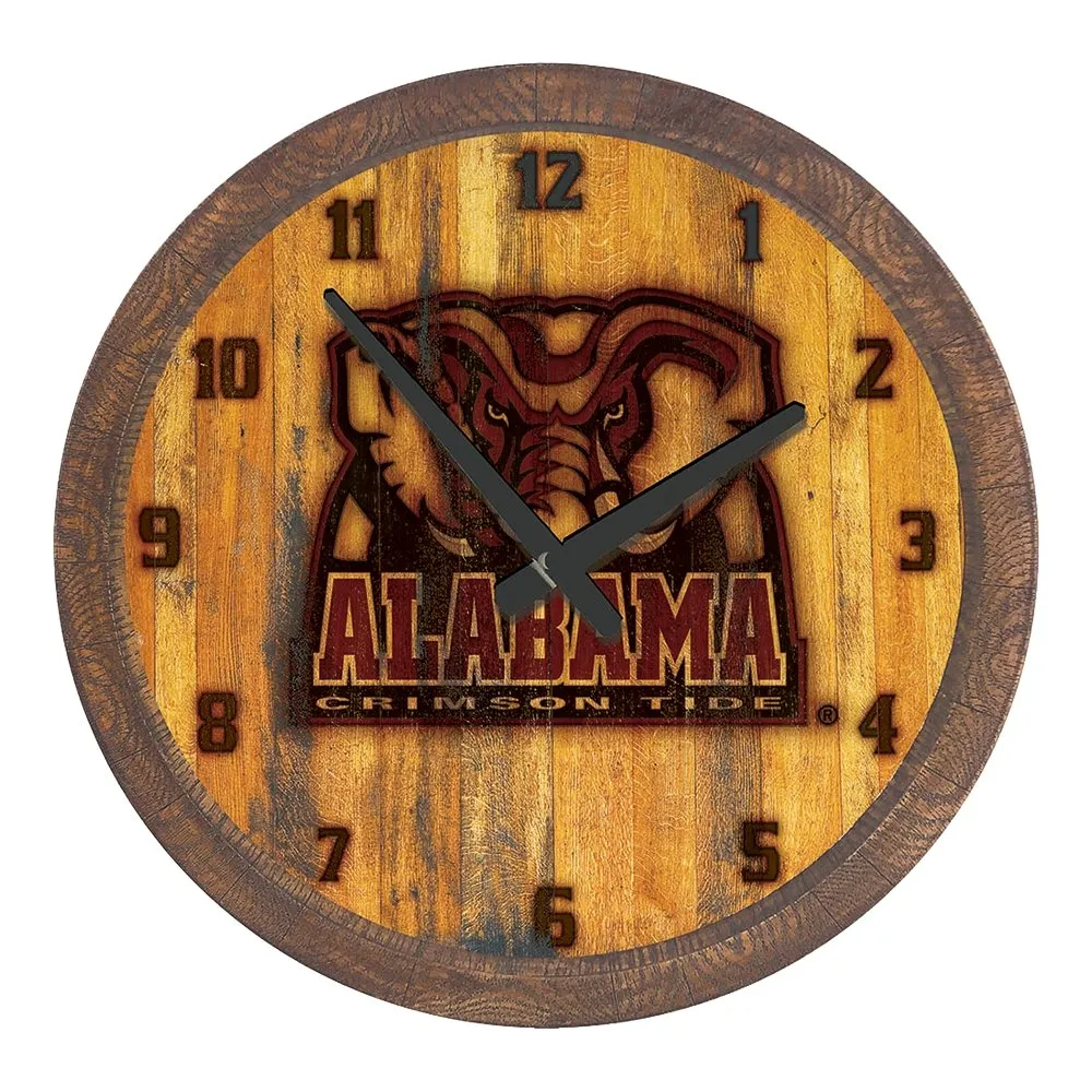 Alabama Crimson Tide: Al Logo -  Branded "Faux" Barrel Top Wall Clock