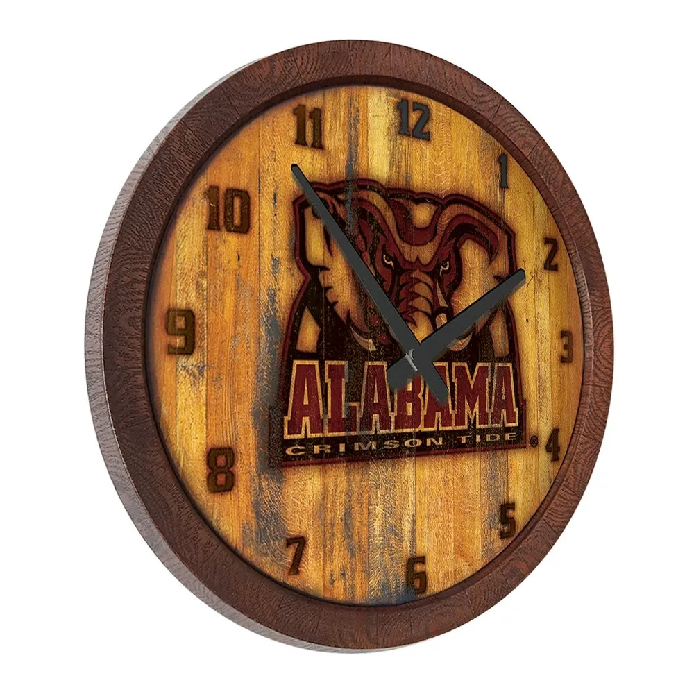 Alabama Crimson Tide: Al Logo -  Branded "Faux" Barrel Top Wall Clock