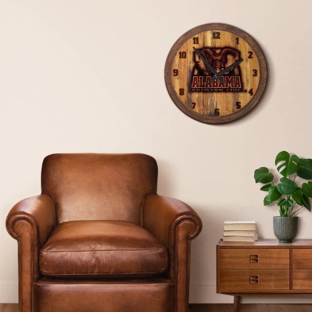Alabama Crimson Tide: Al Logo -  Branded "Faux" Barrel Top Wall Clock
