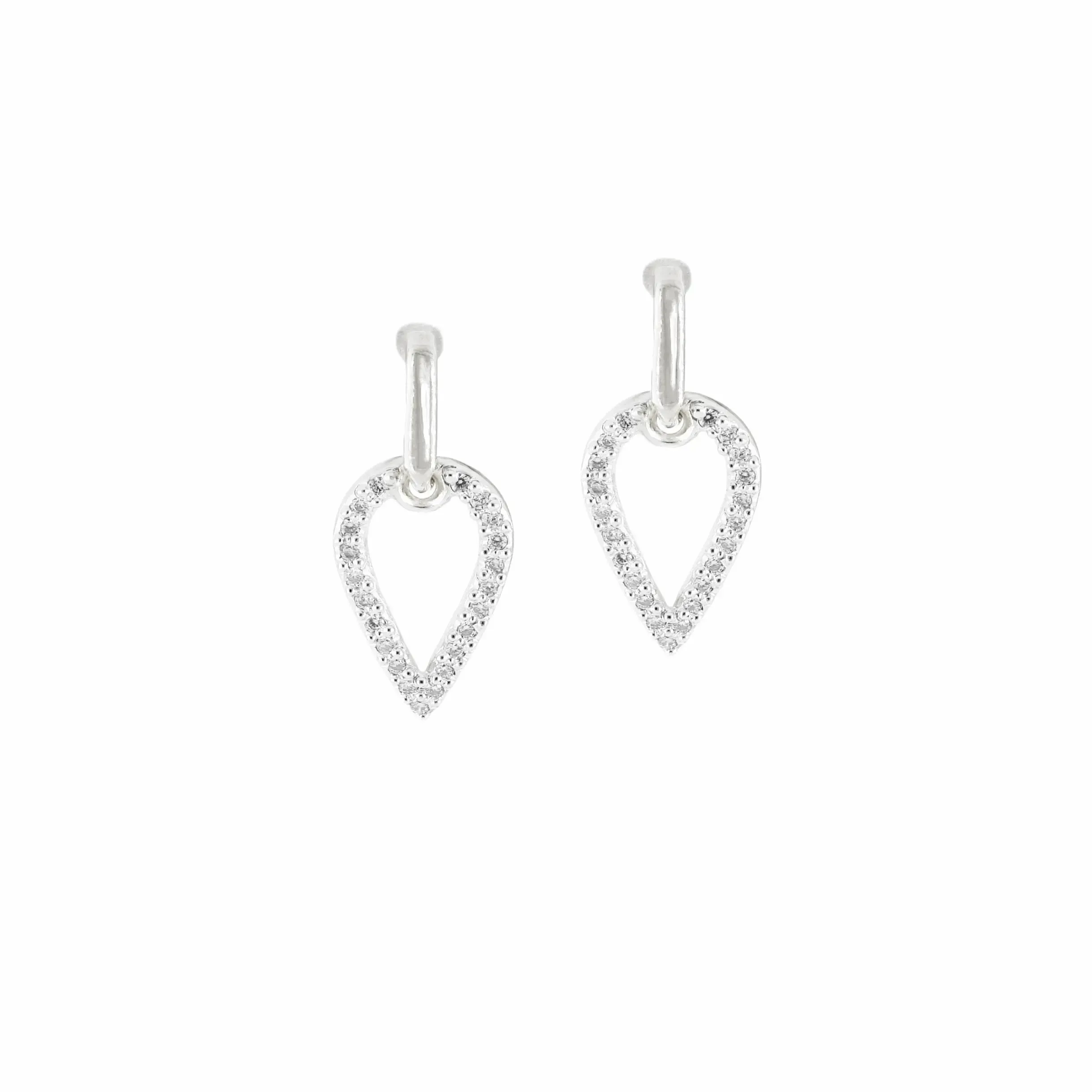 Aldrava Collection - Teardrop Pavé Earrings in Rhodium