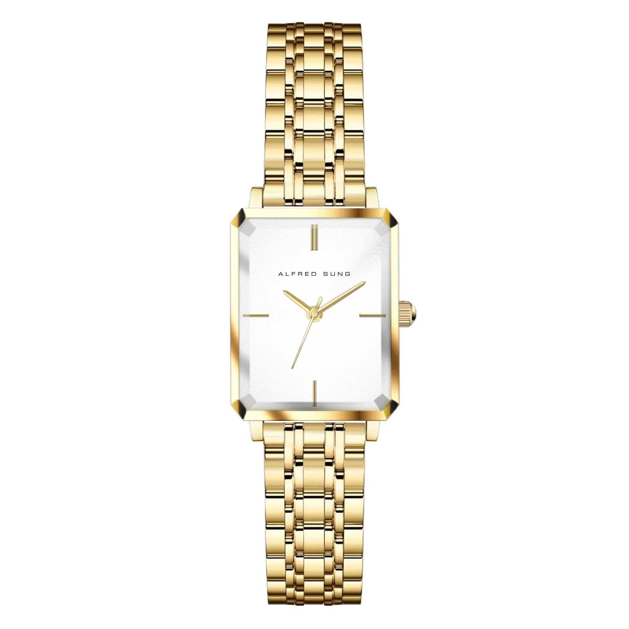 Alfred Sung Octavia White Dial Gold Bracelet Ladies watch