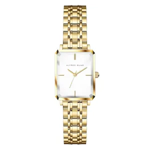 Alfred Sung Octavia White Dial Gold Bracelet Ladies watch