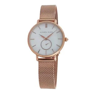 Alfred Sung Serenity Mother of Pearl White Dial Rosegold Bracelet Ladies watch