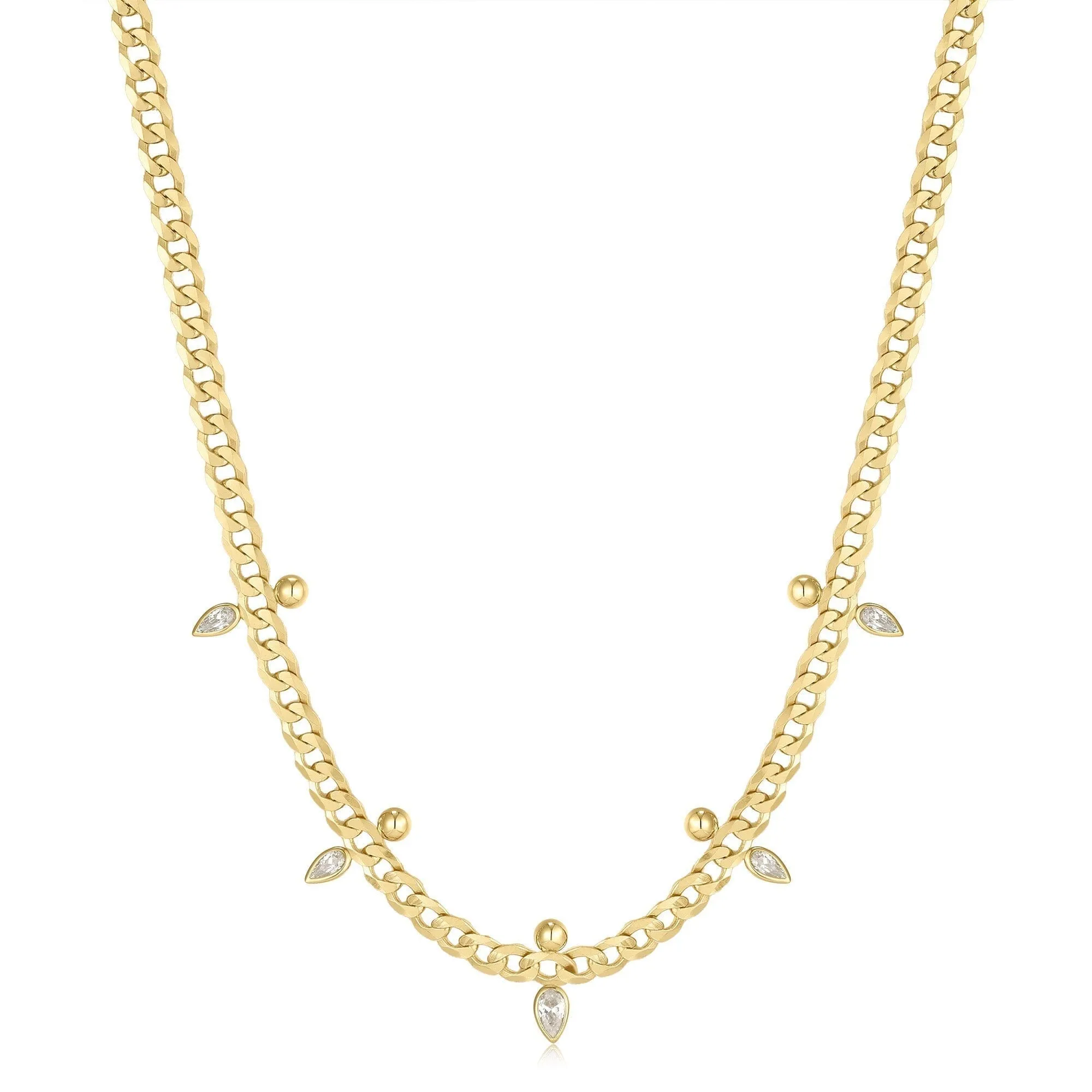 Ania Haie Gold Curb Chain Sparkle Point Necklace