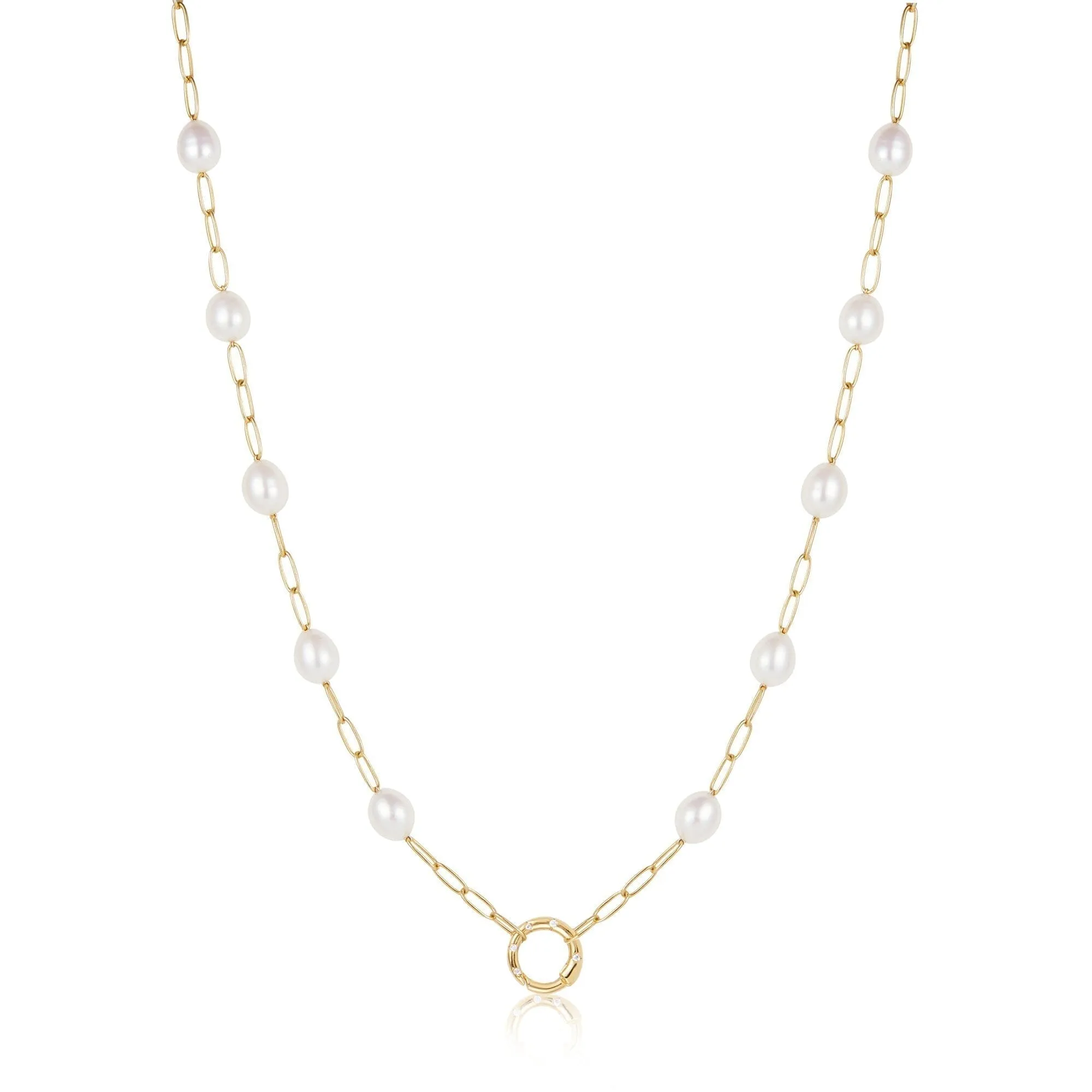 Ania Haie Gold Pearl Chain Charm Connector Necklace
