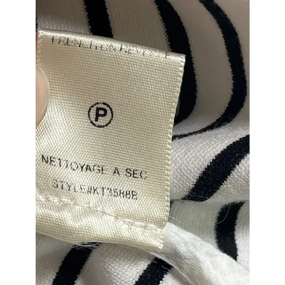 Anthropologie Cartonnier Womens Striped Blazer Jacket Medium White Blue Ruffle