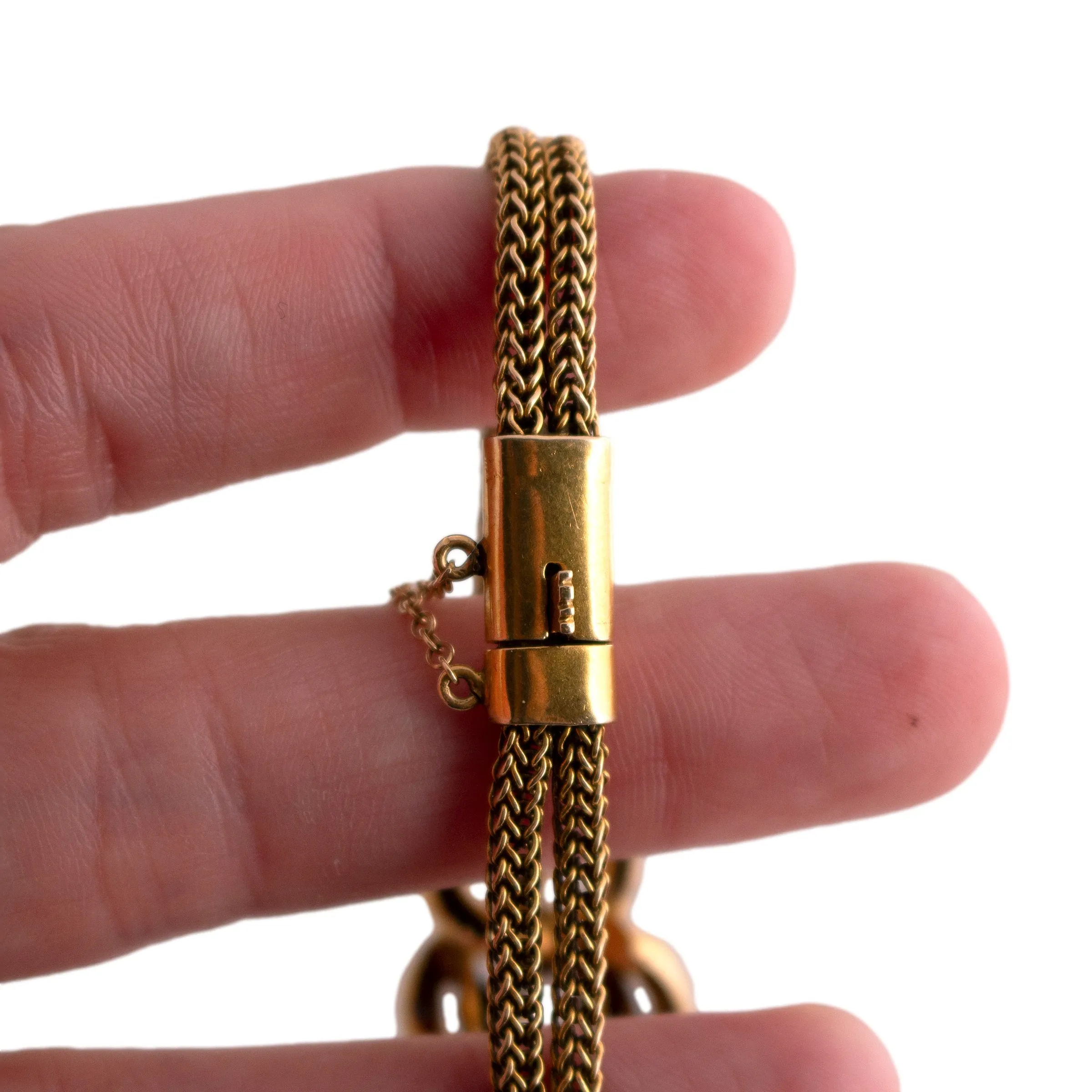 Antique 14K Gold Diamond, Ruby and Sapphire Bracelet