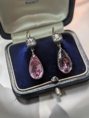 Antique amethyst and paste earrings