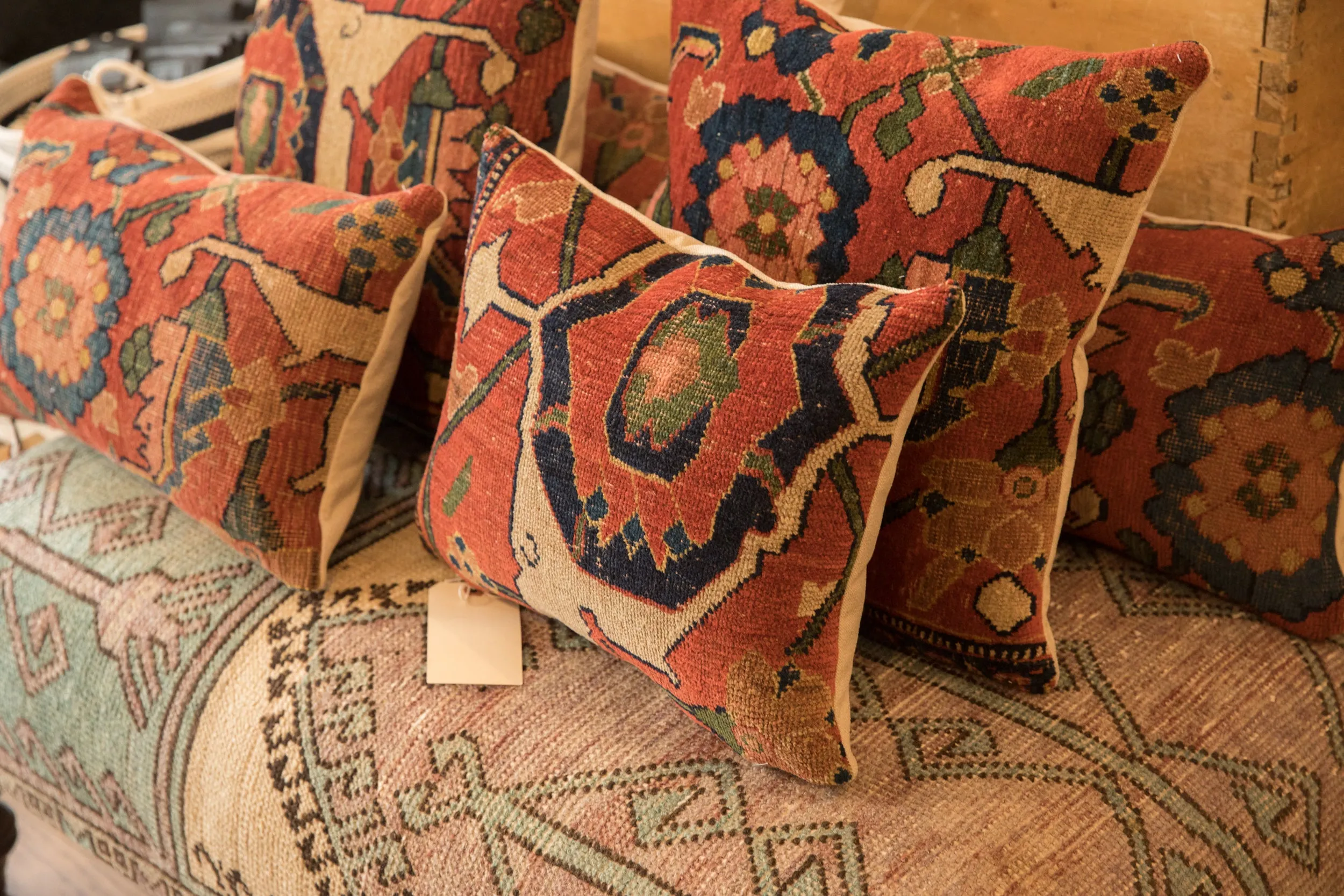 Antique Bijar Rug Fragment Pillow