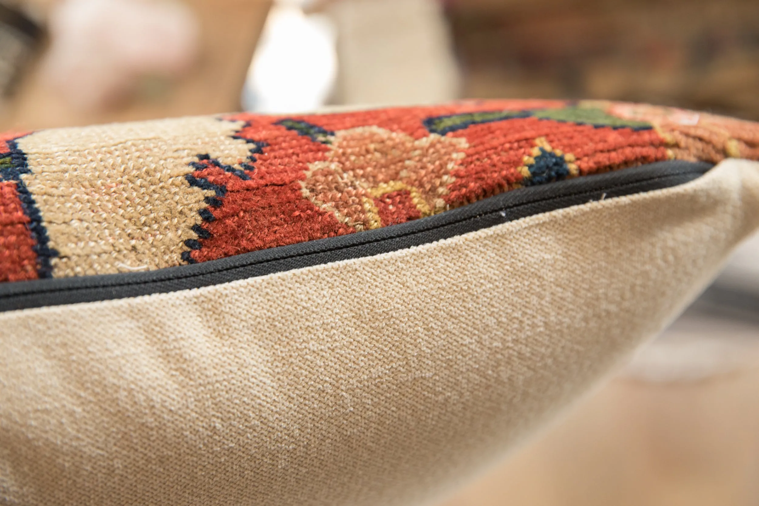 Antique Bijar Rug Fragment Pillow