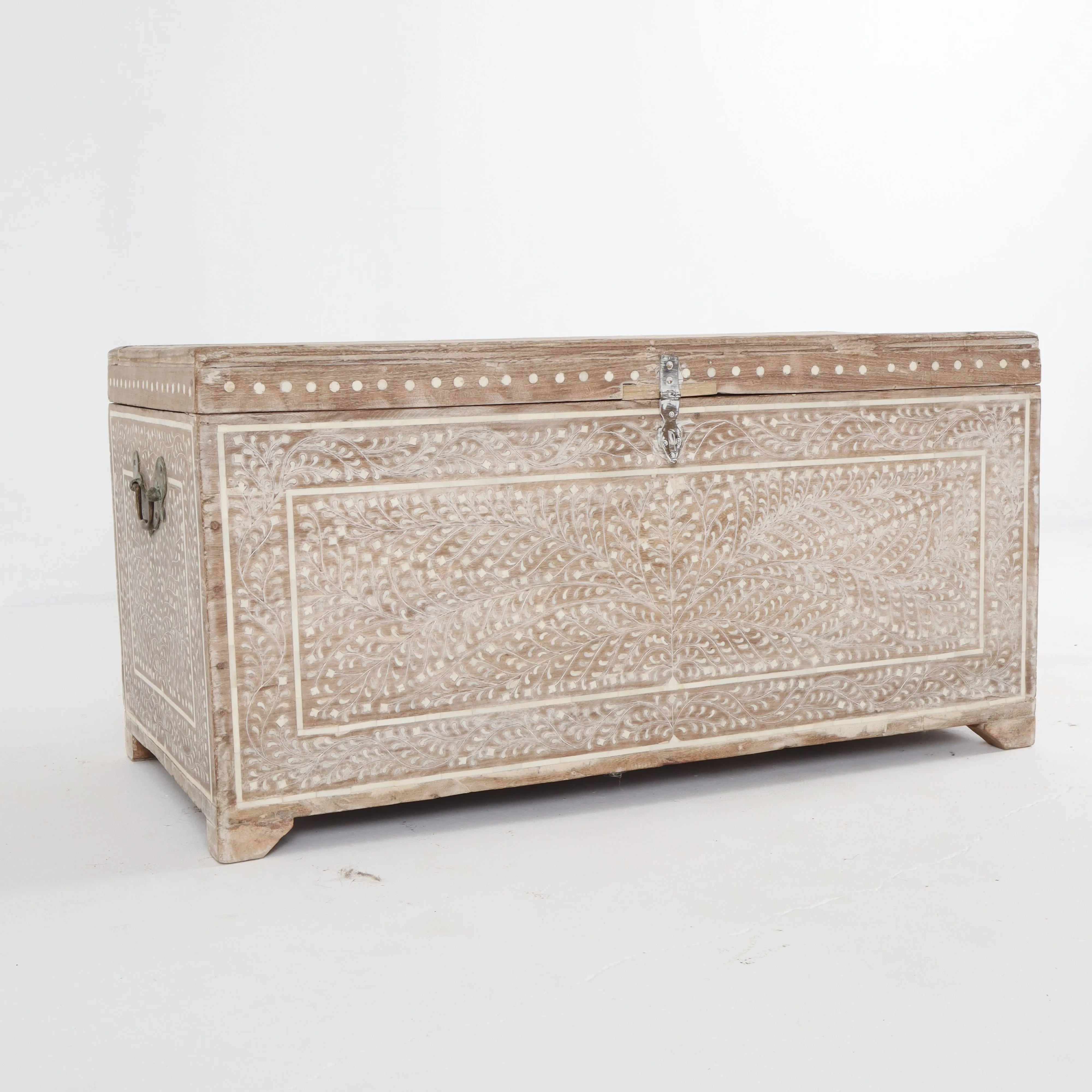Antique Inlaid Bone Chest c1880