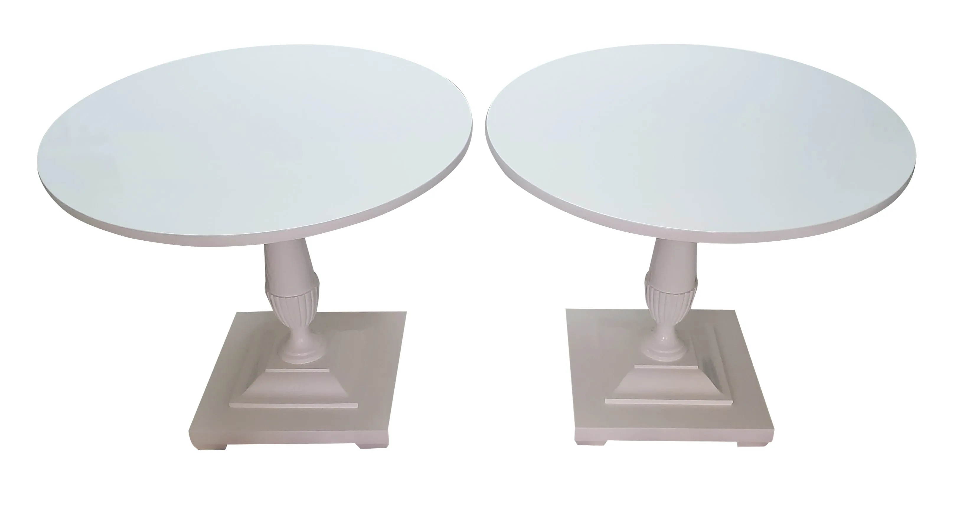 Antique Pedestal Side Tables - White