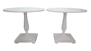 Antique Pedestal Side Tables - White