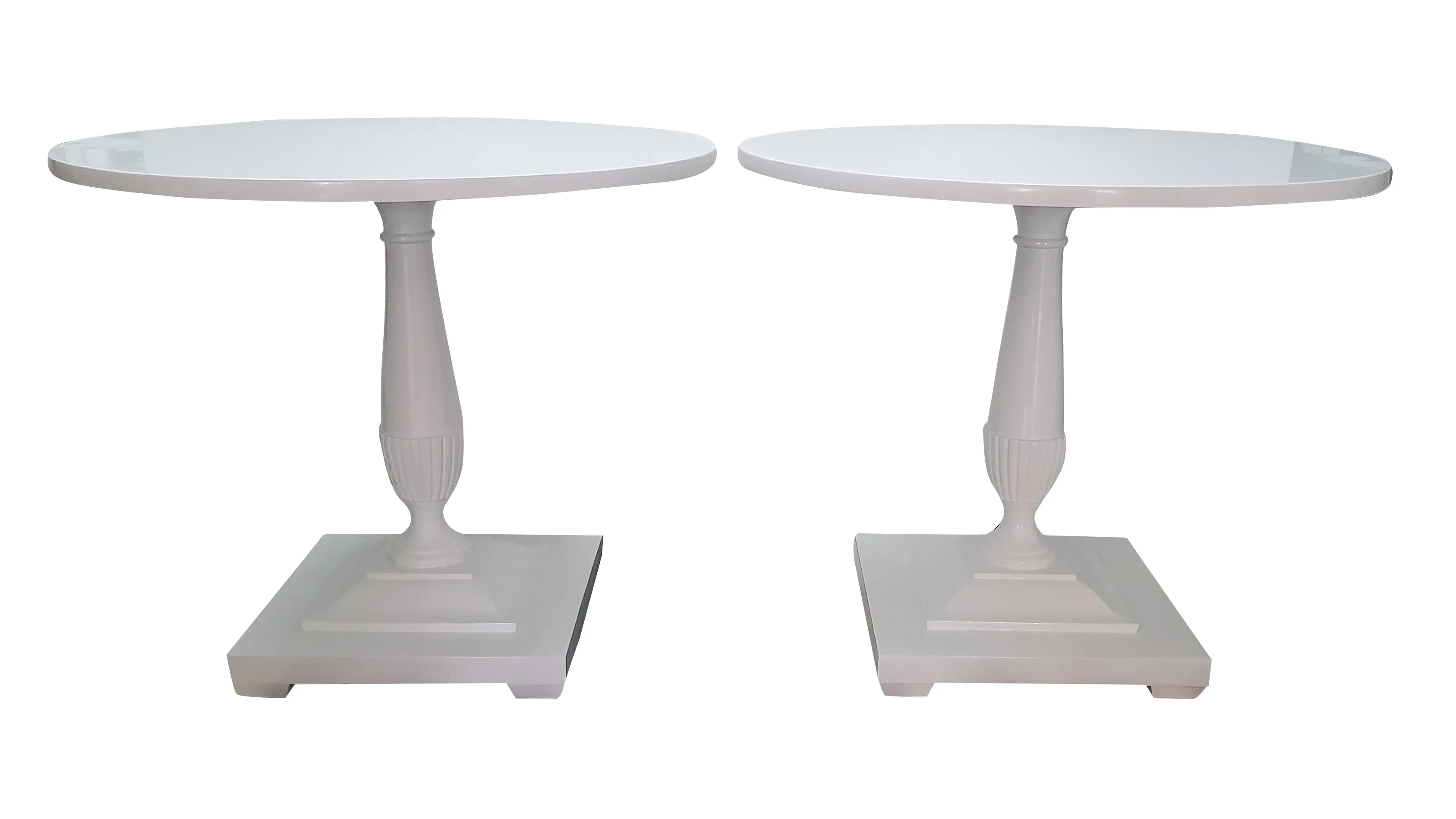 Antique Pedestal Side Tables - White