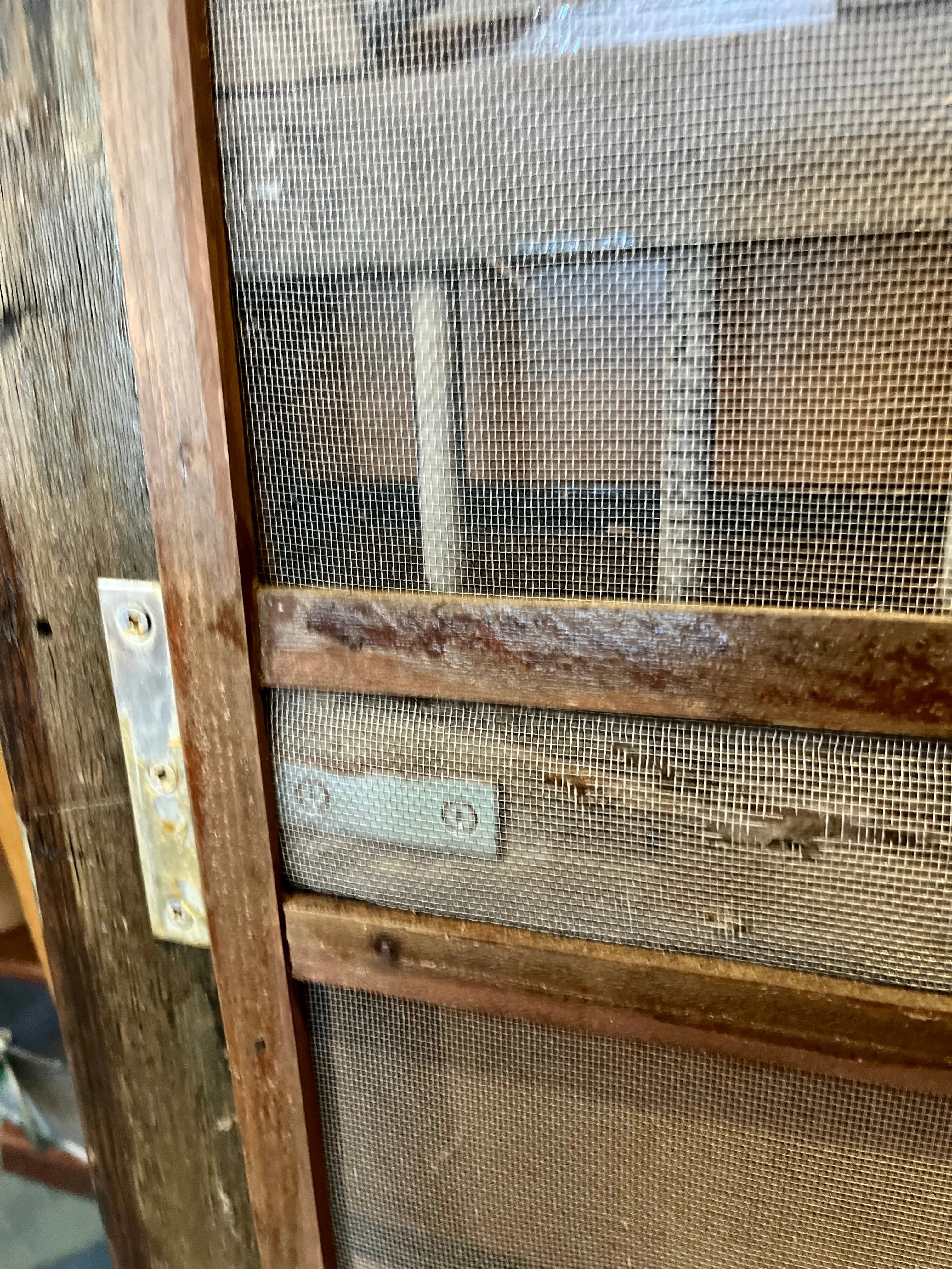 Antique primitive wooden screen door