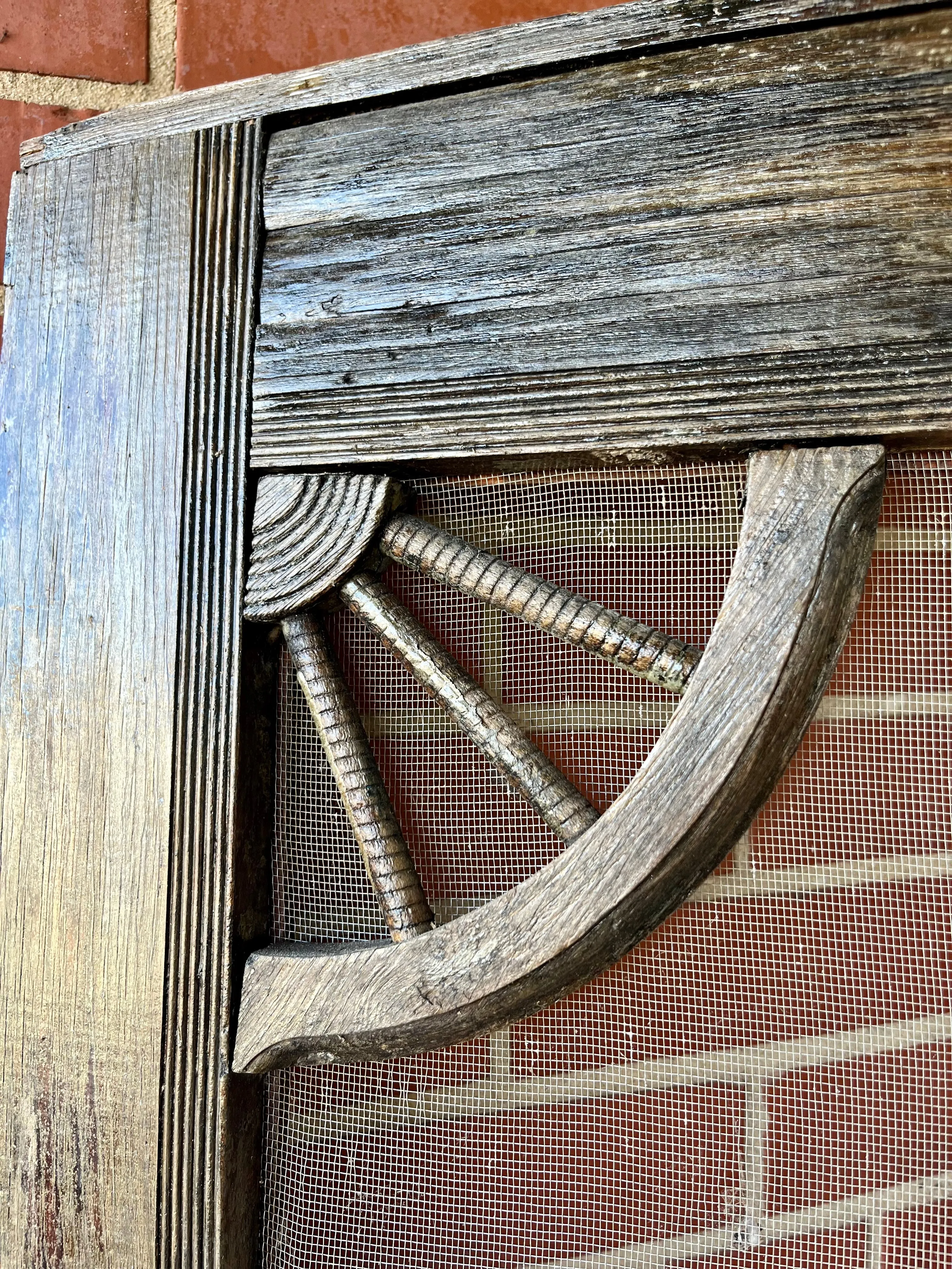 Antique primitive wooden screen door