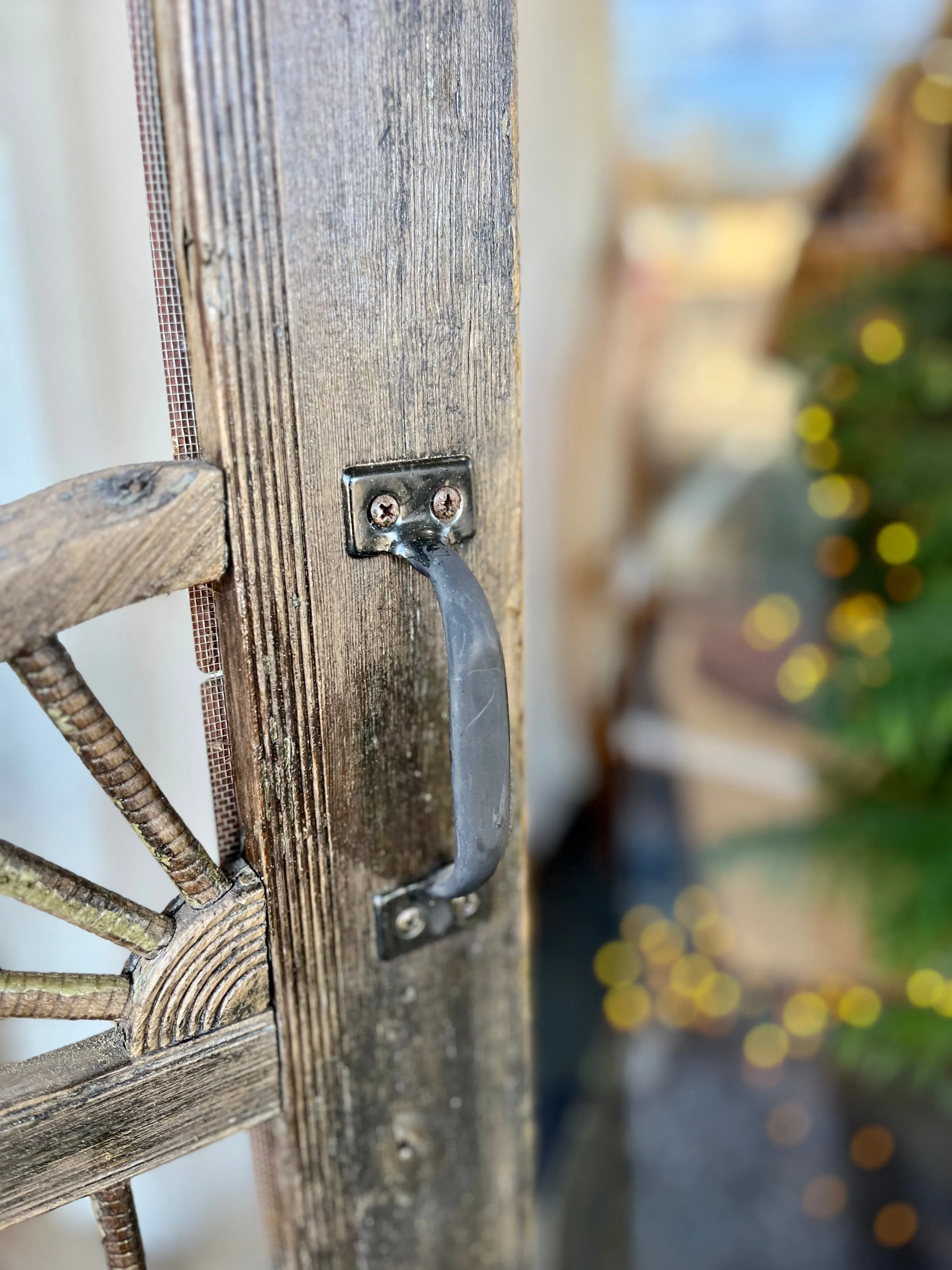 Antique primitive wooden screen door